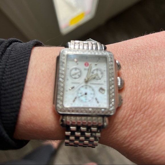 Michele Deco Diamond Watch w/ 5 Authentic Michele bands New Battery. - Picture 9 of 16